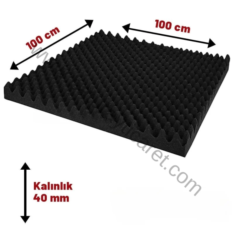 Yanmaz akustik yumurta süngeri 40mm kalınlık, 50 DNS yoğunluk, 100x100 cm ses yalıtımı malzemesi